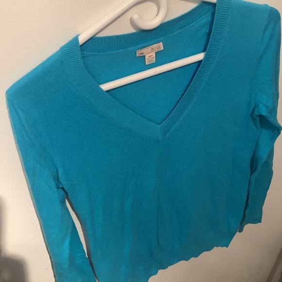 Beautiful Vintage Aqua Blue GAP Silk/Cotton Blend V Neck Sweater SZ XS 😍 - Picture 2 of 4